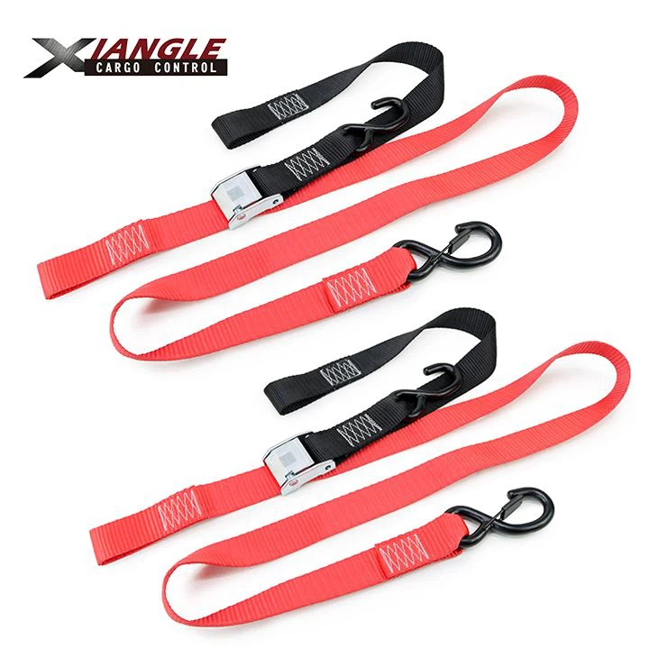 Motorcycle Heavy-Duty Cam Buckle Strap With Safety S-Hooks, 2-Pack