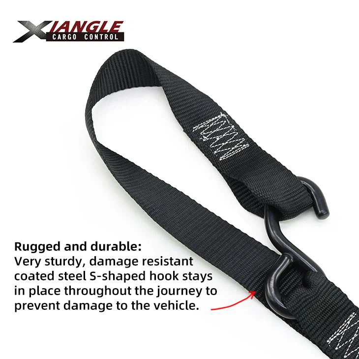 Motorcycle Heavy-Duty Cam Buckle Strap With Safety S-Hooks, 2-Pack