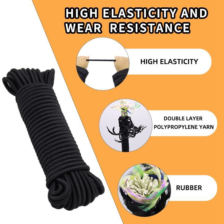 Elastic Bungee Cord - 100% Stretch, Bungee Cord Diy Projects, Camping, Kayak Deck