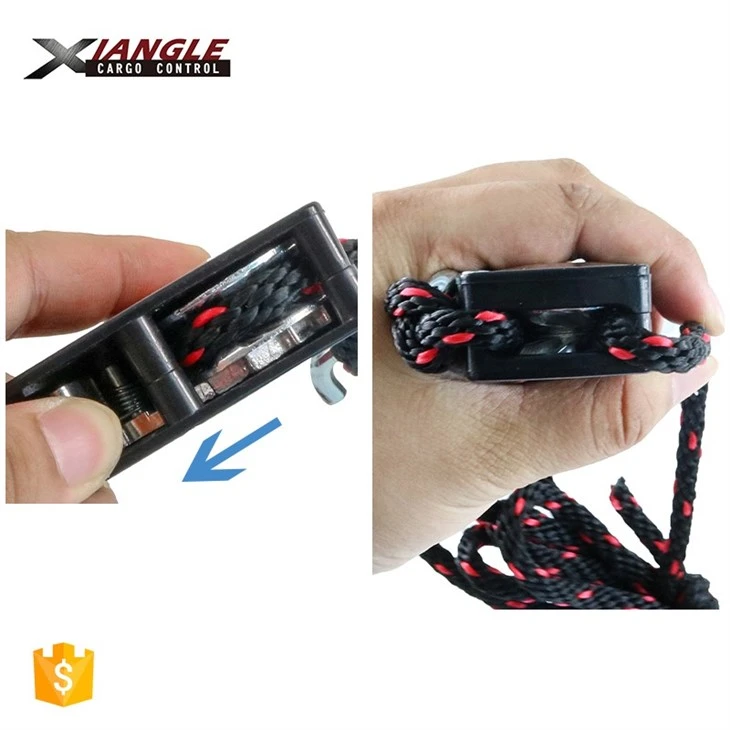 150Lbs Adjustable 1/4 Inch Rope Ratchet Strap With Carabiner Hooks